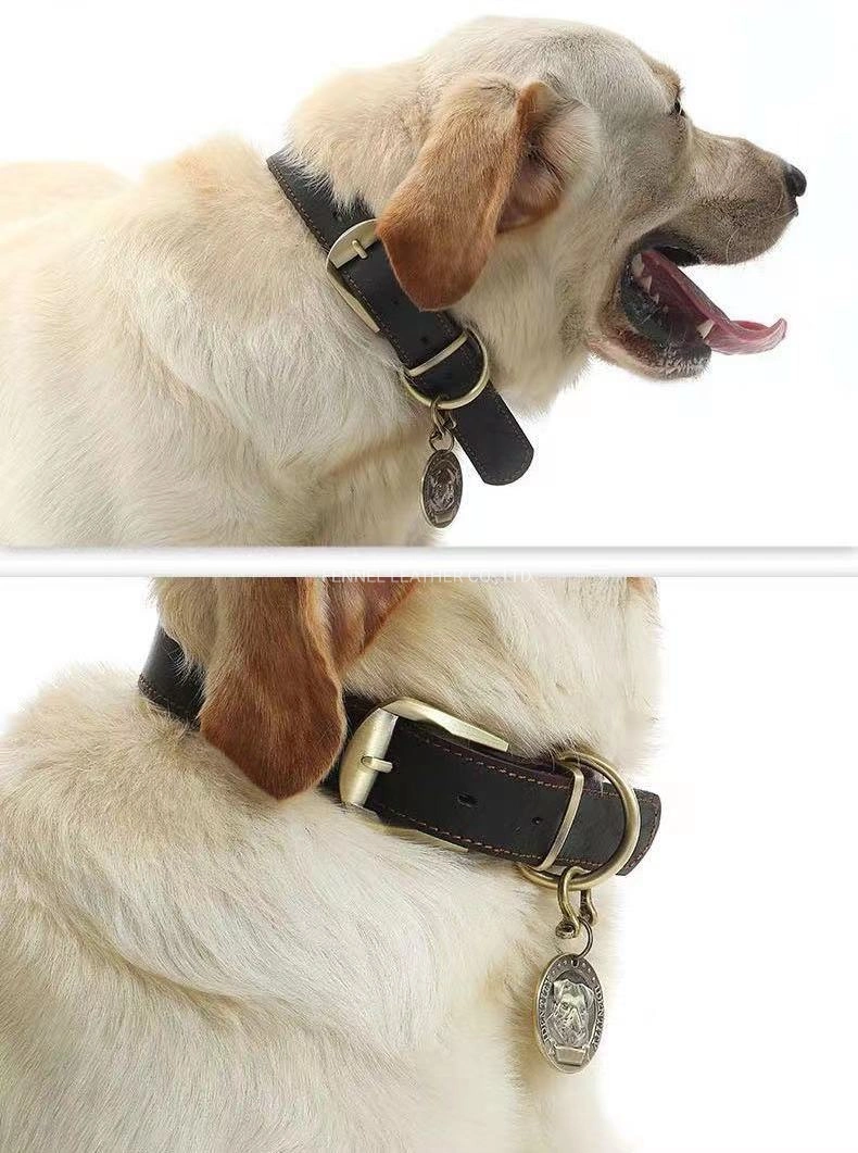 Manufacture Factory OEM High Quality Leather Dog Collar Solid Belt Strap Strong and Durable Pet Accessories Strap Customized Different Size Pet Collar (E1000)