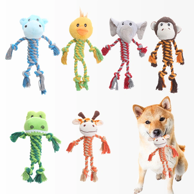 Animal Shape Pet Toys Stuffed Dog Chew Toys Rope Knots Pet Plush Toy