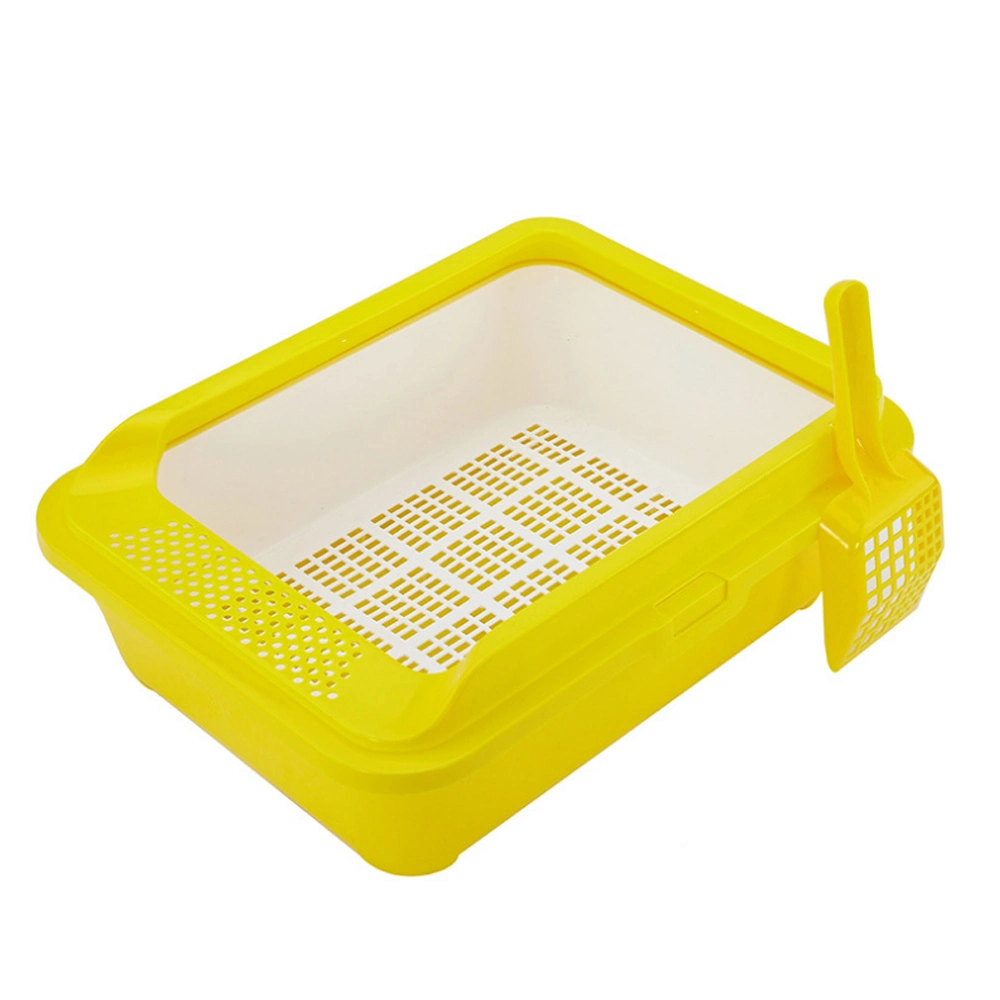 Preventing Splash Semi-Enclosed Plastic Pet Cat Toilet with Cat Toilet Shovel