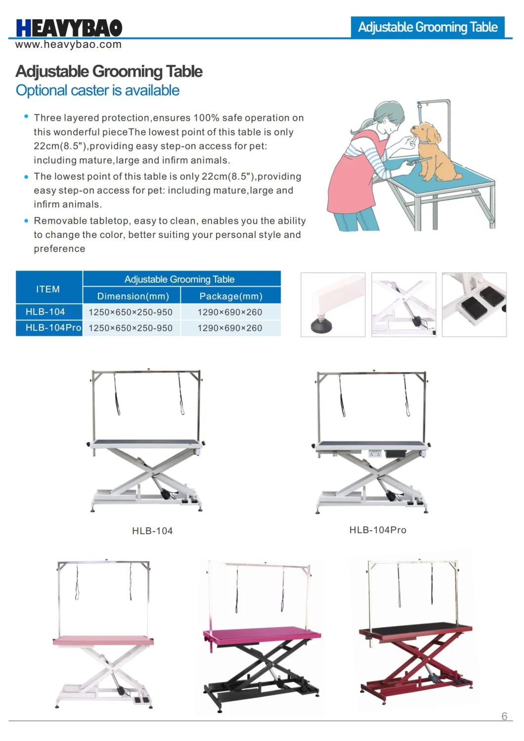 Heavybao Electric Lifting Table Dog Grooming Table Height Adjustable Pet Grooming Table for Pet