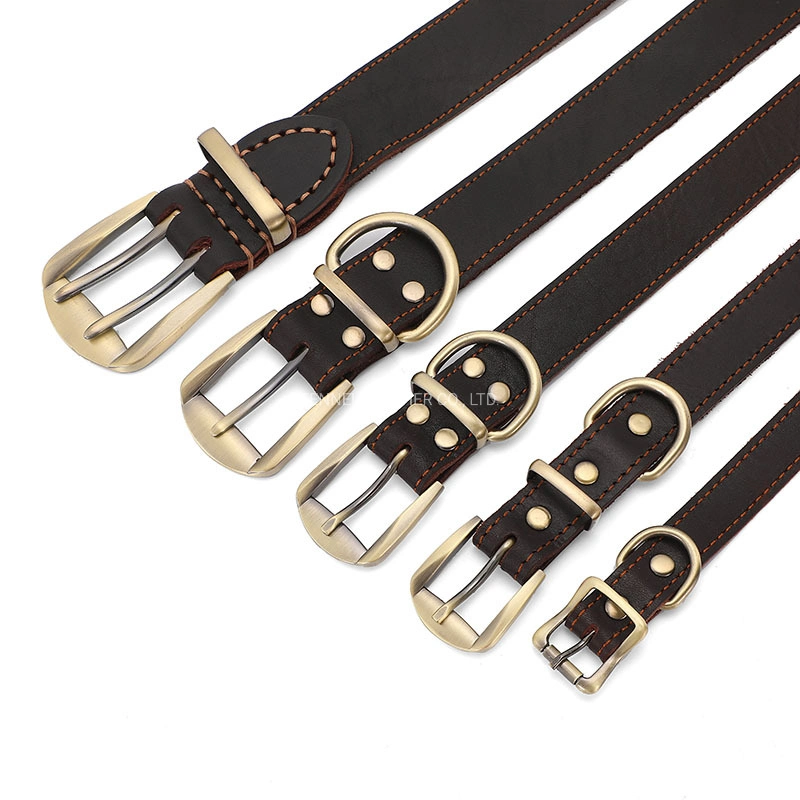 Manufacture Factory OEM High Quality Leather Dog Collar Solid Belt Strap Strong and Durable Pet Accessories Strap Customized Different Size Pet Collar (E1000)