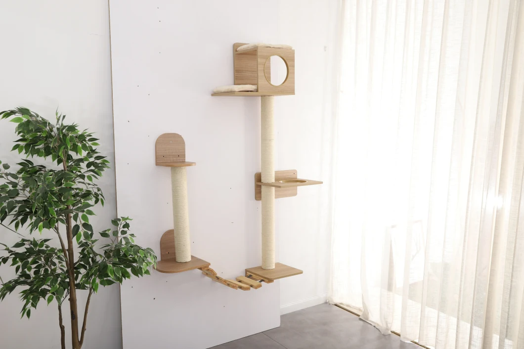 China Factory Wholesale Multi-Level Wood Cat Tree Tower