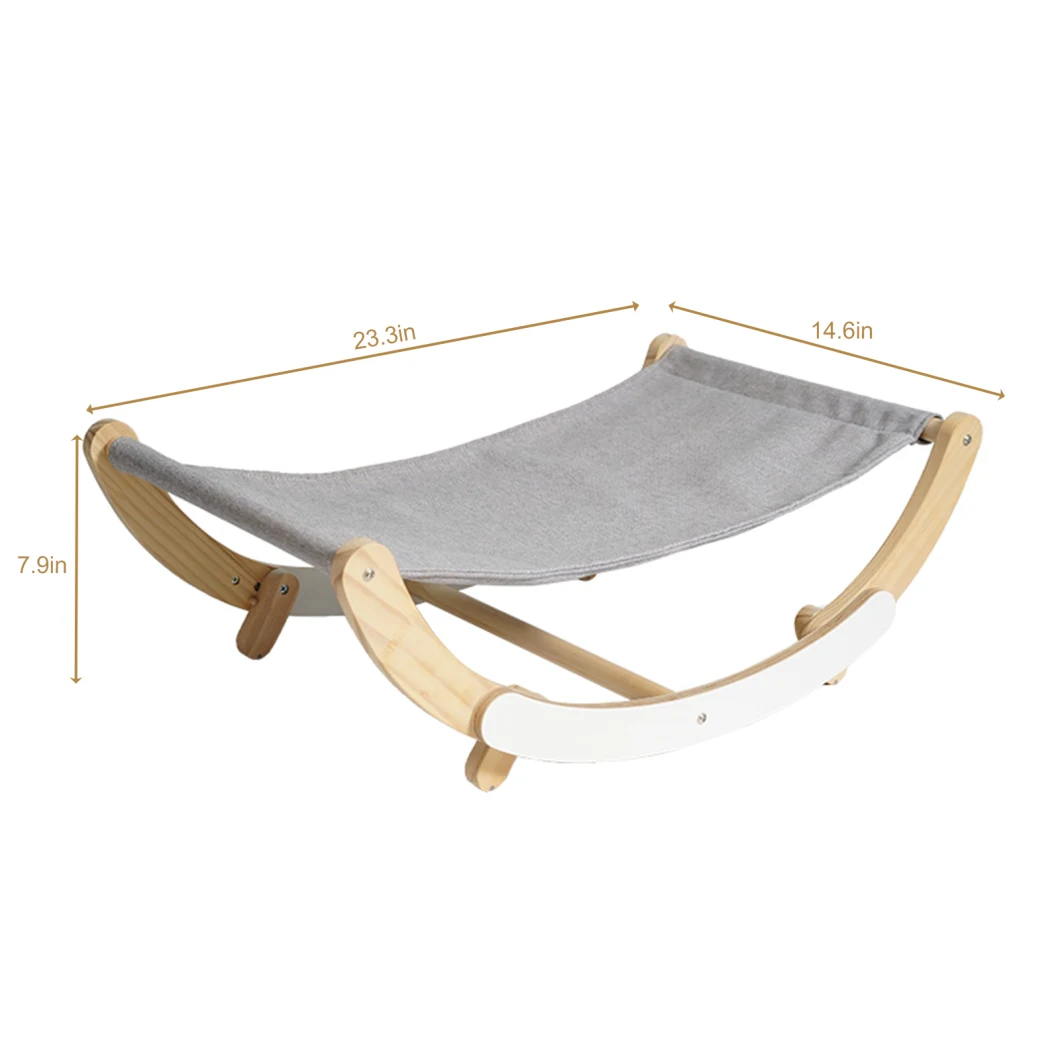 Custom Luxury Eco Wooden Small Pet Furniture Cat Swing Bed Dog Cat Hammock Bed with Removable Cover