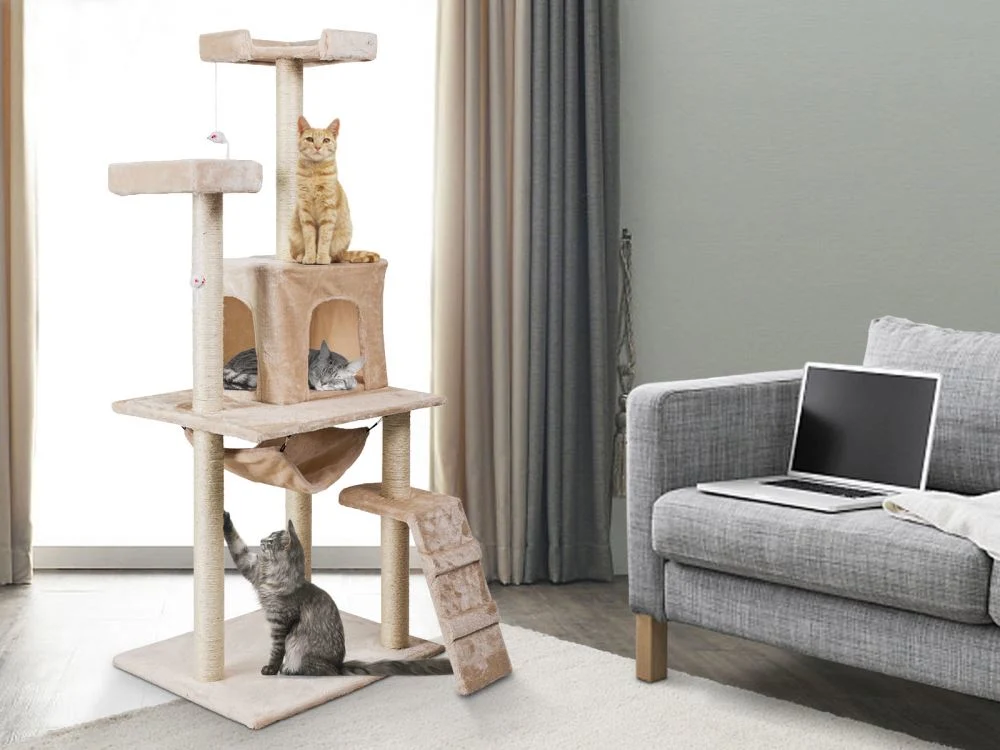 Hot Sale Large Luxurious Cat Scratching Post Cat Tree for Cat with Natural Sisal ISO